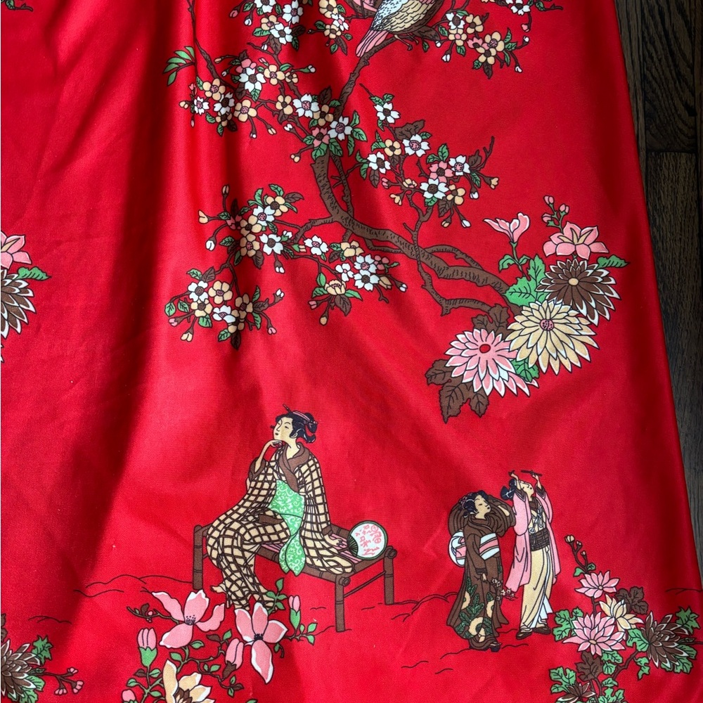 Vintage 1970s Leslie Fay Novelty Print Maxi Dress- Japanese Cherry Blossom - Picture 2 of 5